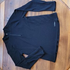 L. L. Bean Merino Wool Zip Up Base Layer sz L Black